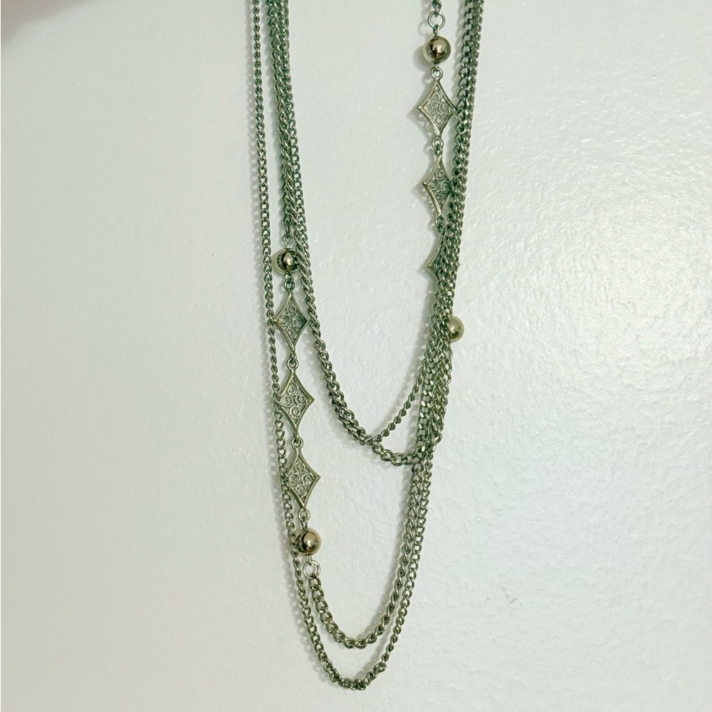 Silver‎ Layered Necklace